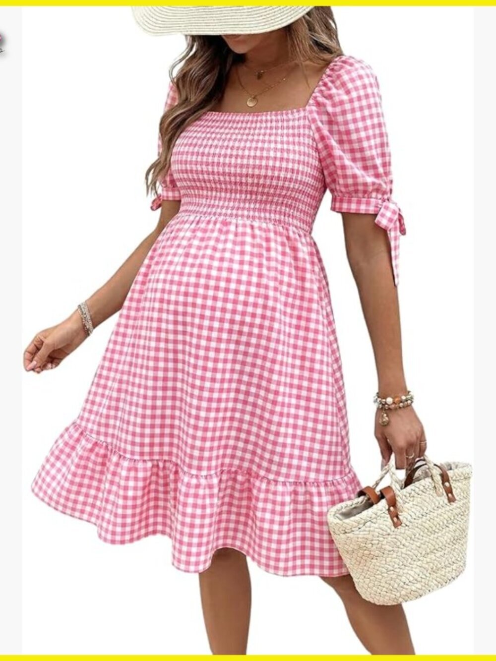 Maternity Floral Puff Sleeve Sundress Elegant Chic Summer Beach Party Wear